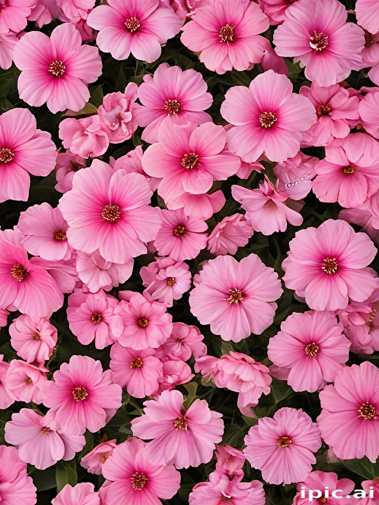 A Vibrant Display of Pink Flowers Blooming in Full Spring Glory.