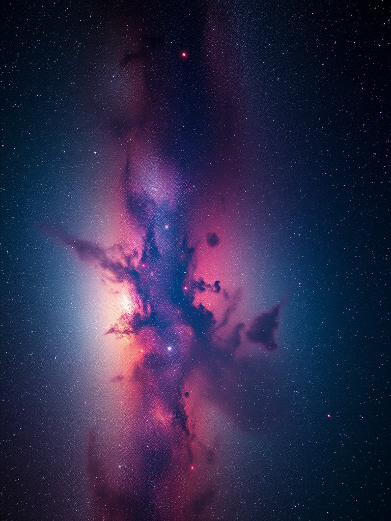 Create a vibrant cosmic scene showcasing colorful nebulae with bright stars, captured with a DSLR camera at ISO 800, aperture f/2.8, shutter speed 30 seconds, using a wide-angle lens at 24mm, in high dynamic range for enhanced detail and depth.
