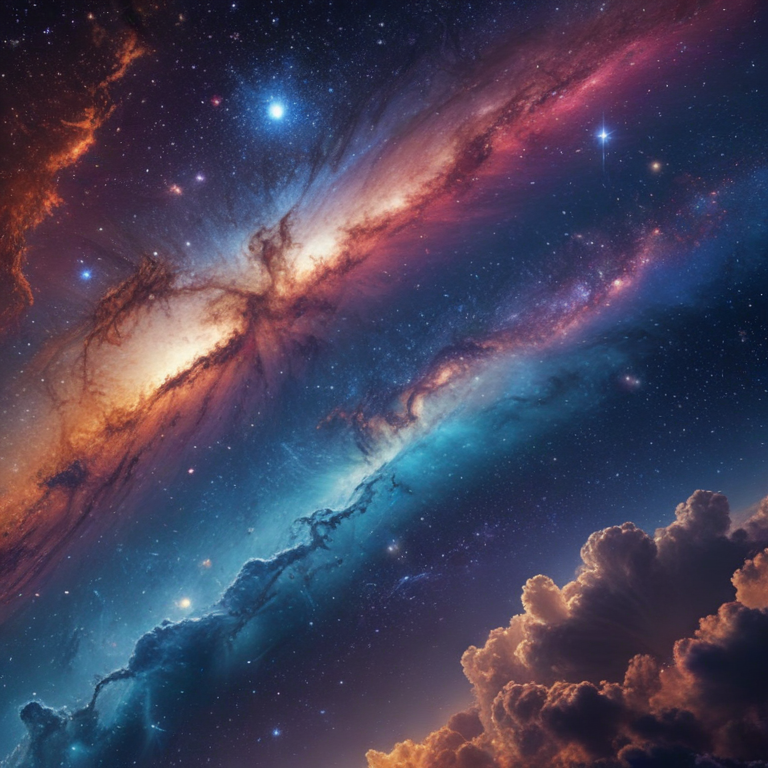 Stunning Cosmic Landscape Featuring Vibrant Galaxies and Mystical ...