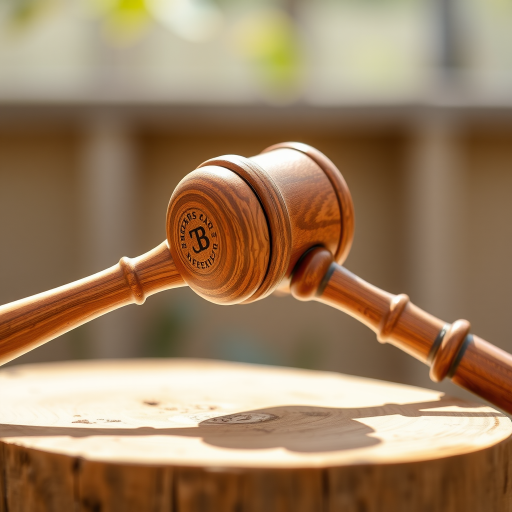 Create a high-resolution image of a gavel, focusing on a clear and detailed representation with a shallow depth of field, using a 50mm lens, f/2.8 aperture, ISO 100, in natural lighting, shot with a DSLR camera from a slightly elevated angle to enhance clarity and texture.