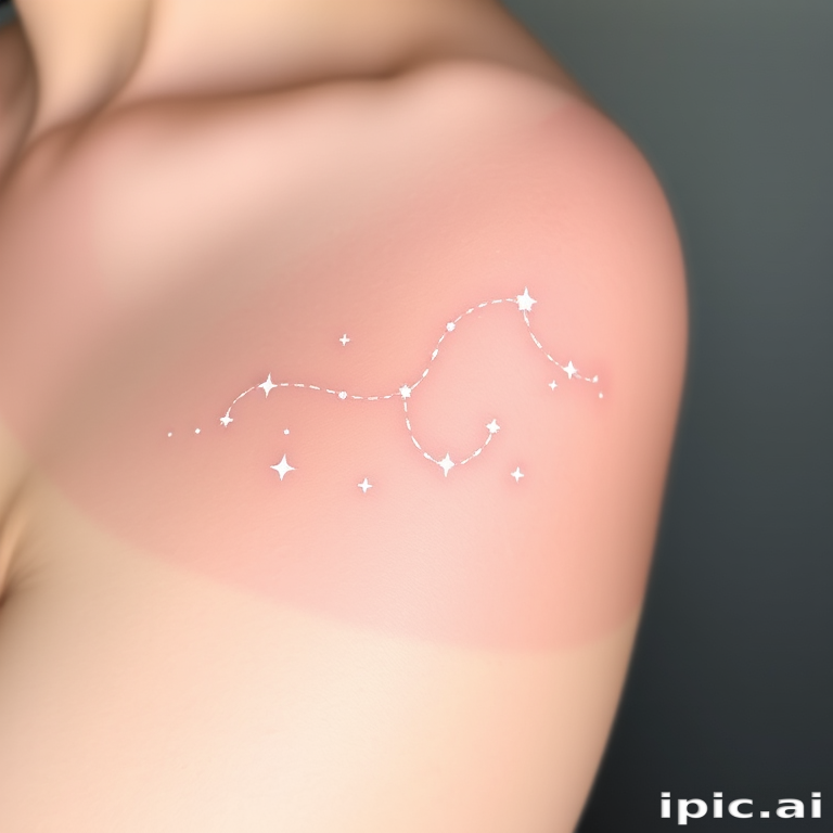 Ethereal white ink tattoo dubbed "Celestial Whisper" depicting a dreamy constellation of stars and delicate wisps of clouds across pale skin, with subtle shading techniques creating a soft, ethereal glow that appears to shimmer in certain lights, perfect for those desiring a subtle and elegant tattoo that appears almost magical in its understated beauty