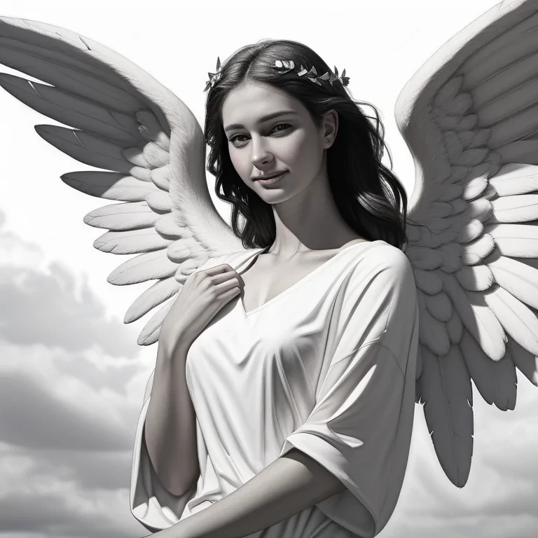 black and white angel drawings