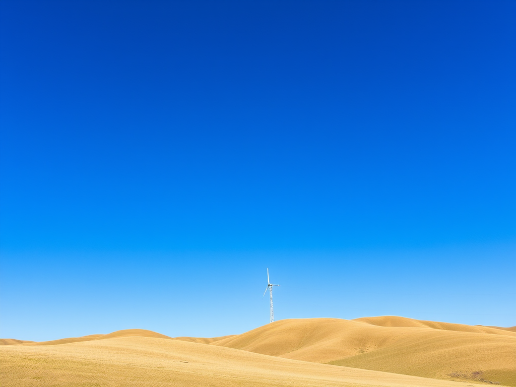 Create a high-resolution image of a serene landscape featuring rolling hills under a clear blue sky, using a Canon EOS R5, 35mm lens, f/8 aperture, ISO 100, with a 1/250s shutter speed, in landscape orientation, capturing vibrant colors and sharp details.