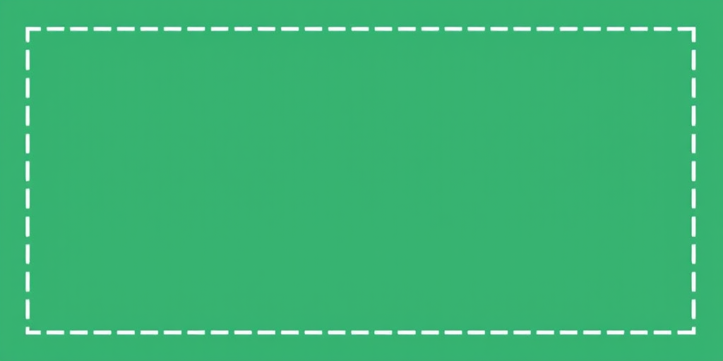 create a simple green ribbon banner with dashed white border, high resolution, 50mm lens, f/2.8 aperture, 1/100s shutter speed, soft lighting, top-down view, digital illustration style