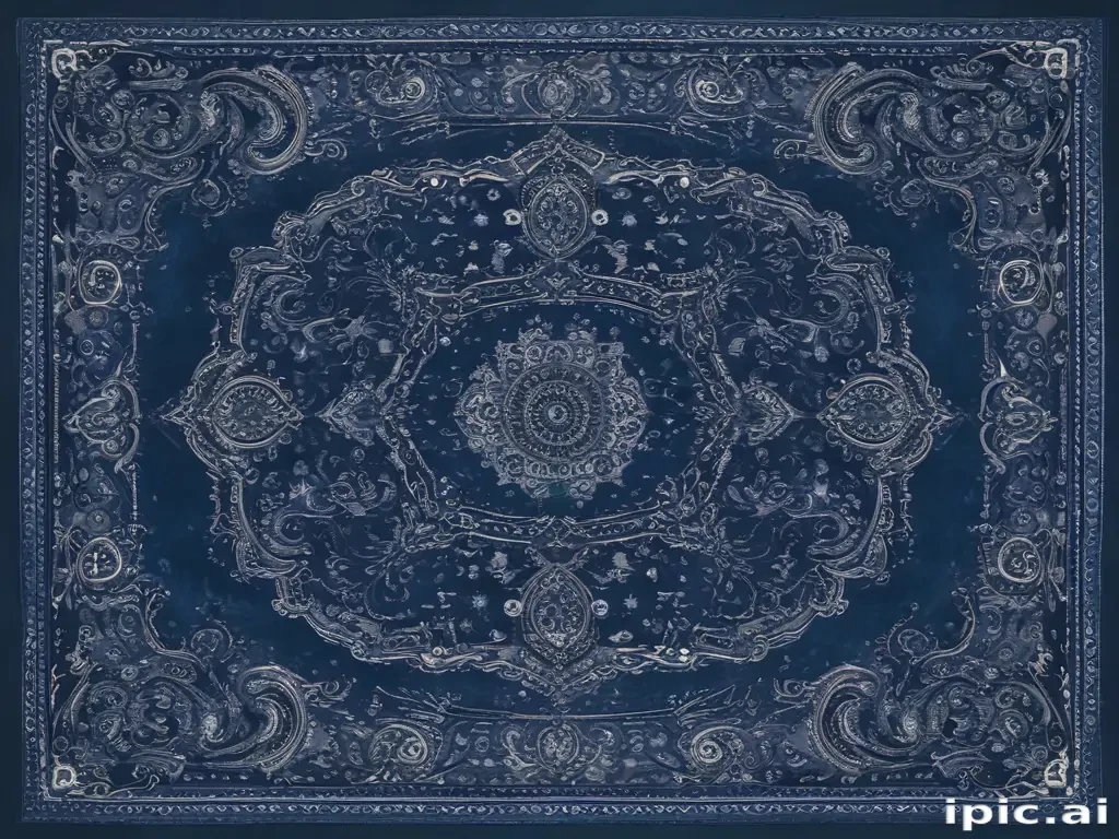Intricate Blue and Silver Pattern with Floral and Geometric Designs