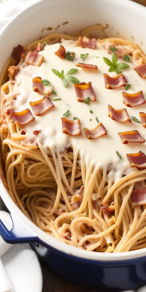 bacon cream cheese baked spaghetti