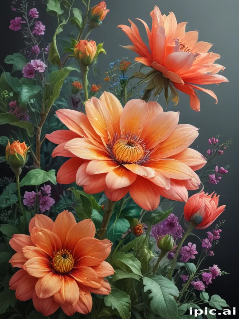color drawings of flowers