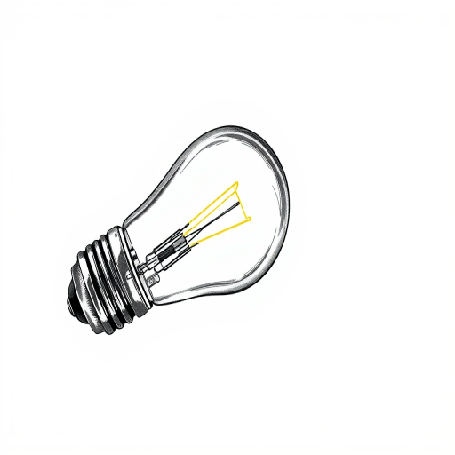 Create a highly detailed illustration of a light bulb with intricate line work, using a DSLR camera, 50mm lens, f/1.8 aperture, ISO 100, shot at a 45-degree angle, in natural light for crispness and clarity.
