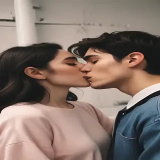 couple kissing aesthetic