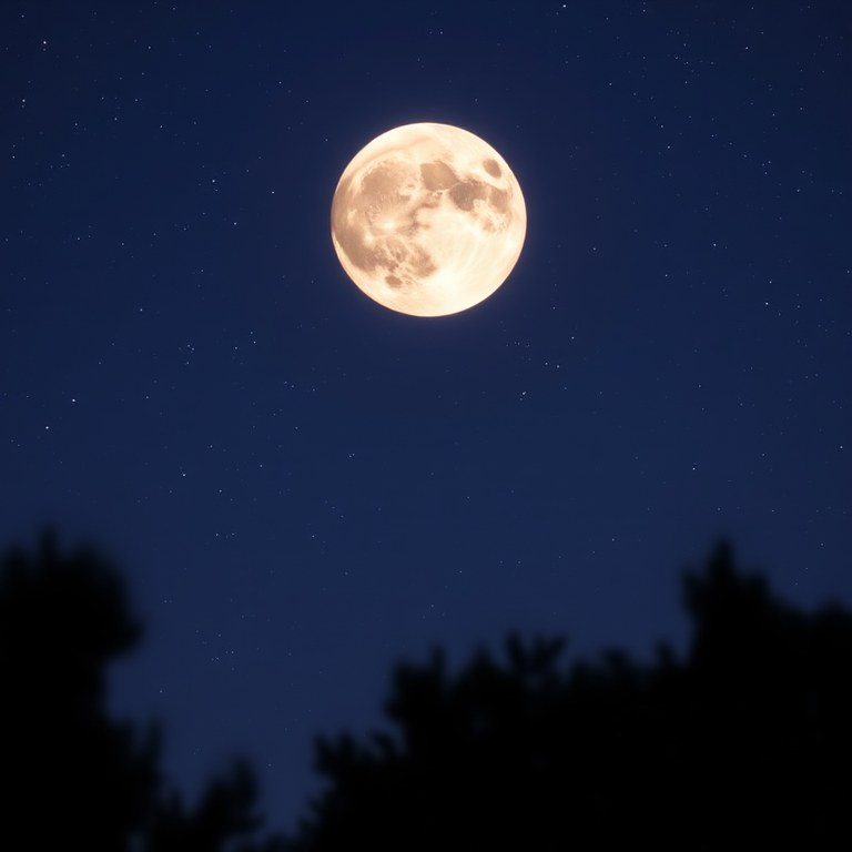 Capture a high-resolution image of a full moon against a starry night sky, using a DSLR camera with an aperture of f/8, ISO 100, a shutter speed of 1/125s, telephoto lens at 200mm, and in manual focus mode to enhance detail and clarity.