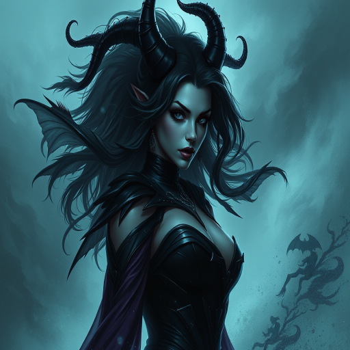 female dreamlike villain, dark aspect