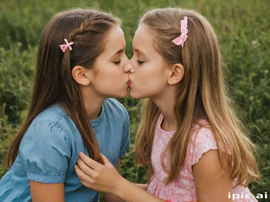 two girls kissing