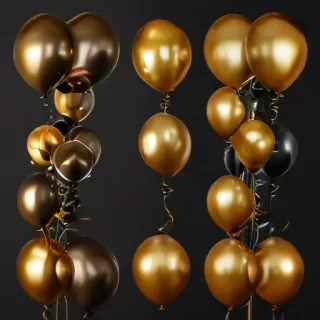 black and gold balloons png