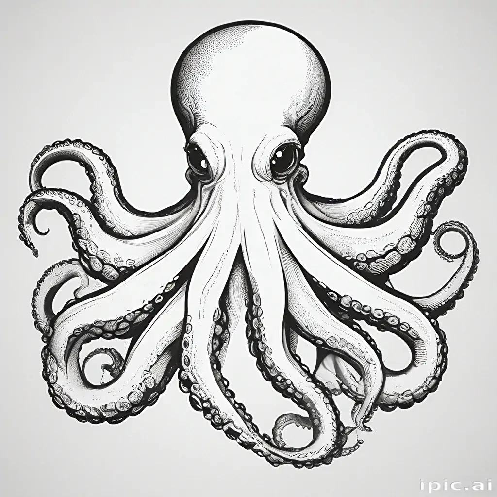 octopus clipart black and white