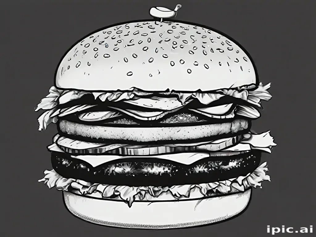 burger clipart black and white