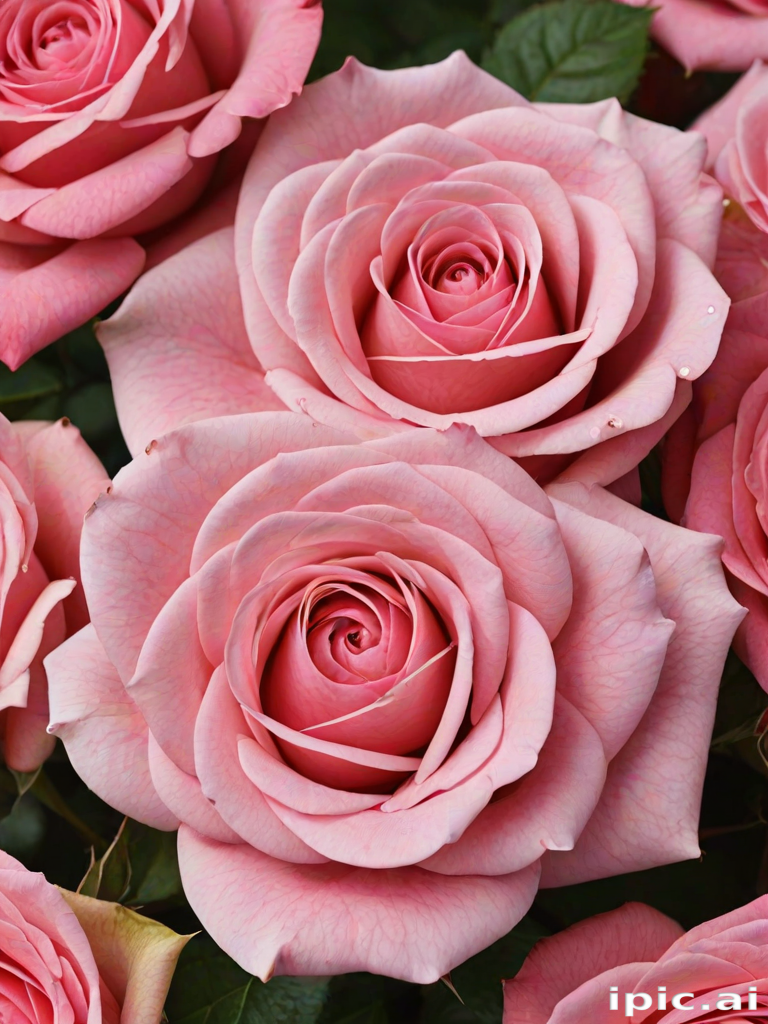 Beautiful Pink Roses in Bloom, Showcasing Nature's Delicate Floral Elegance
