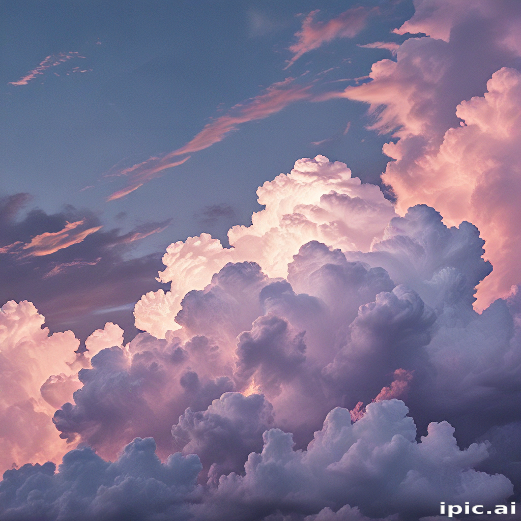 Majestic Clouds Bathed in Soft Pastel Hues at Sunset