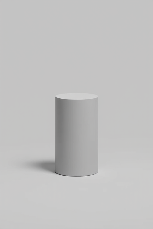 Create a high-resolution vector-style representation of a gray cylindrical figure with a rounded top placed against a plain background, using a Canon EOS 5D Mark IV, f/8 aperture, 50mm lens, ISO 100, and a 1/125 second shutter speed.