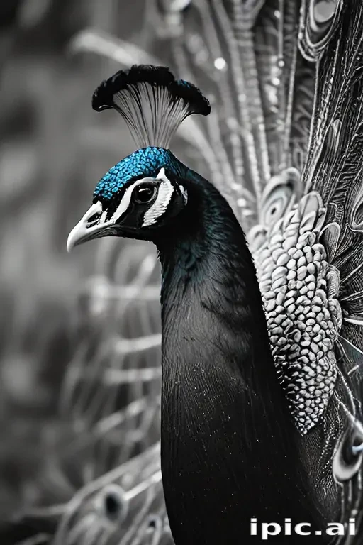 peacock black and white