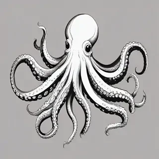 octopus clipart black and white