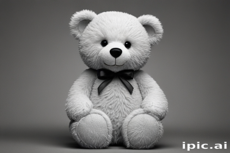 A Cute Plush Teddy Bear Sitting Calmly with a Charming Bow Tie.