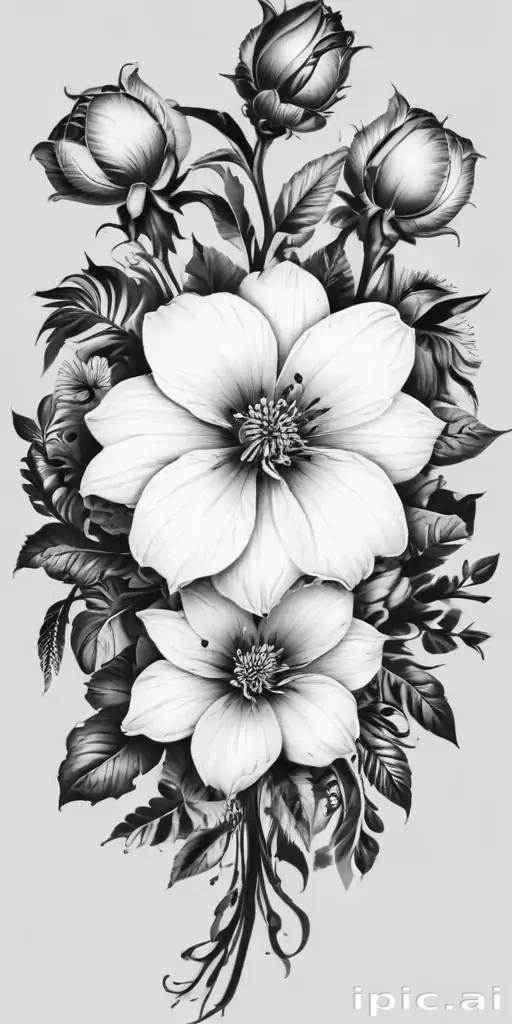 flower clip art black and white