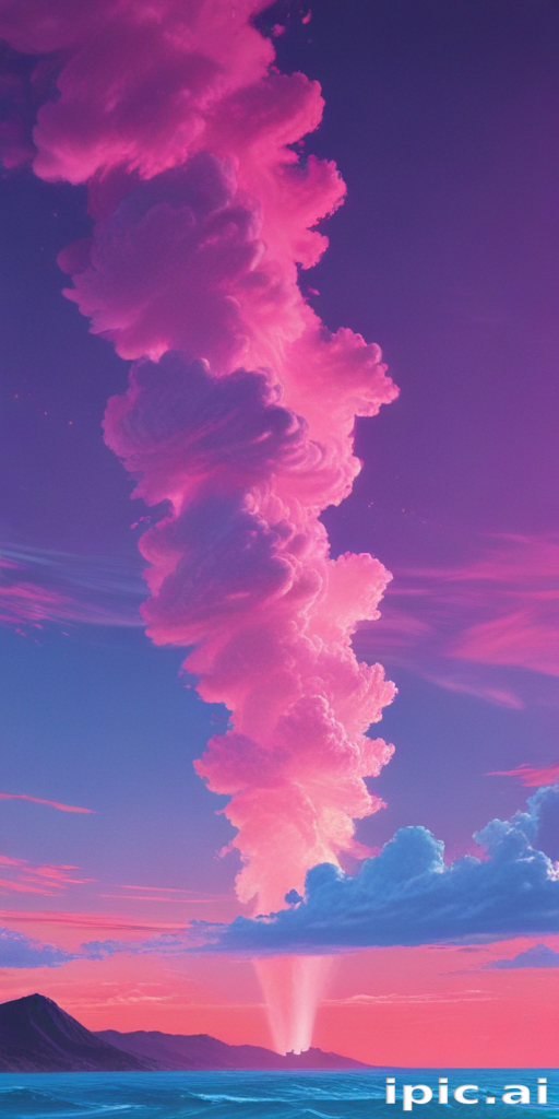 Majestic Sunset Sky with Vibrant Pink Clouds and Serene Ocean Below