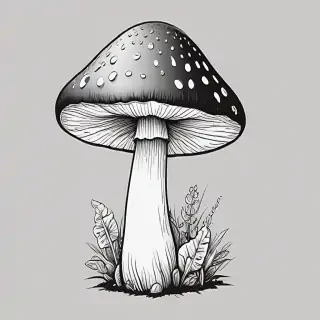 mushroom clipart black and white