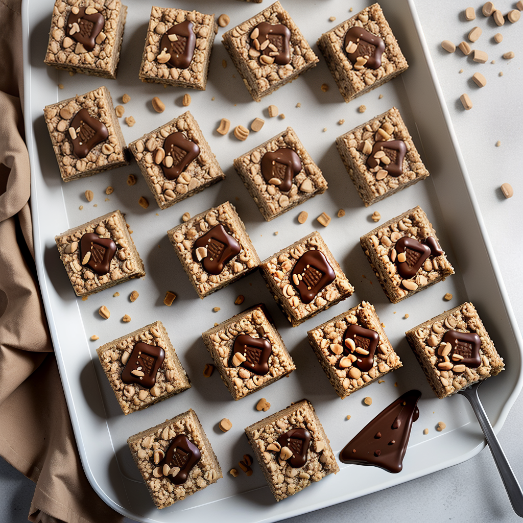 peanut butter rice crispy treats with chocolate