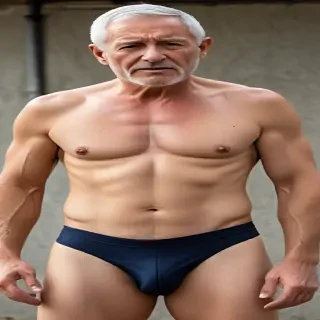 shirtless old men