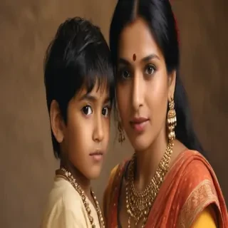 mom and son indian