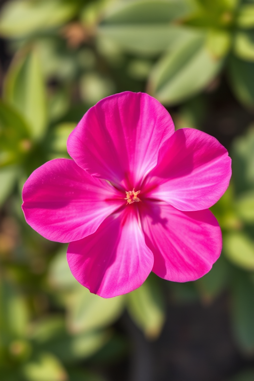 A vibrant pink flower in full bloom captured with a macro lens, f/2.8 aperture, 60mm focal length, ISO 100, soft natural lighting, top-down view, shallow depth of field, DSLR camera.