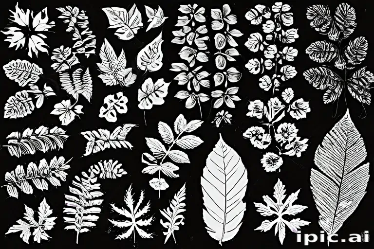 leaves clip art black and white