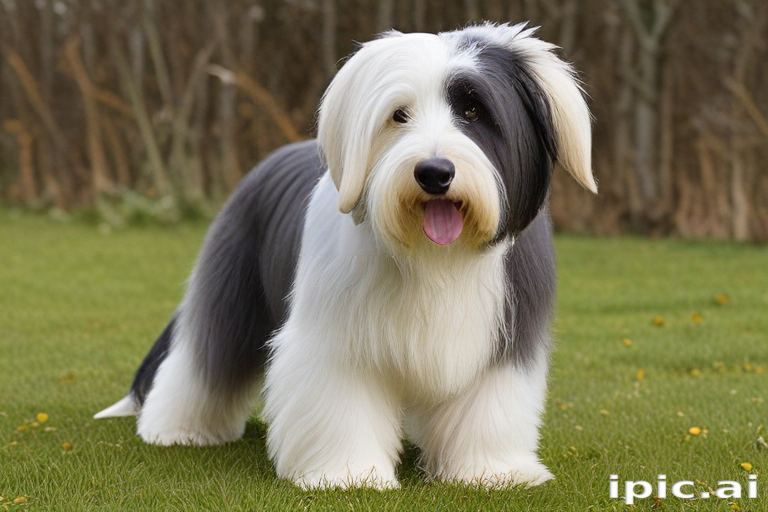 A Playful Dog with a Unique Black and White Coat on Green Grass.