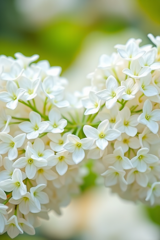 close-up of white lilac flowers arranged to resemble a butterfly, soft focused background, natural light, ISO 100, f/3.5, 50mm lens, DSLR camera, shallow depth of field, vibrant colors and sharp details