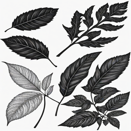black and white leaf clip art