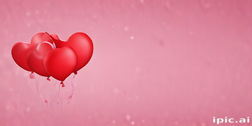 Colorful Heart Balloons Floating Against a Soft Pink Background