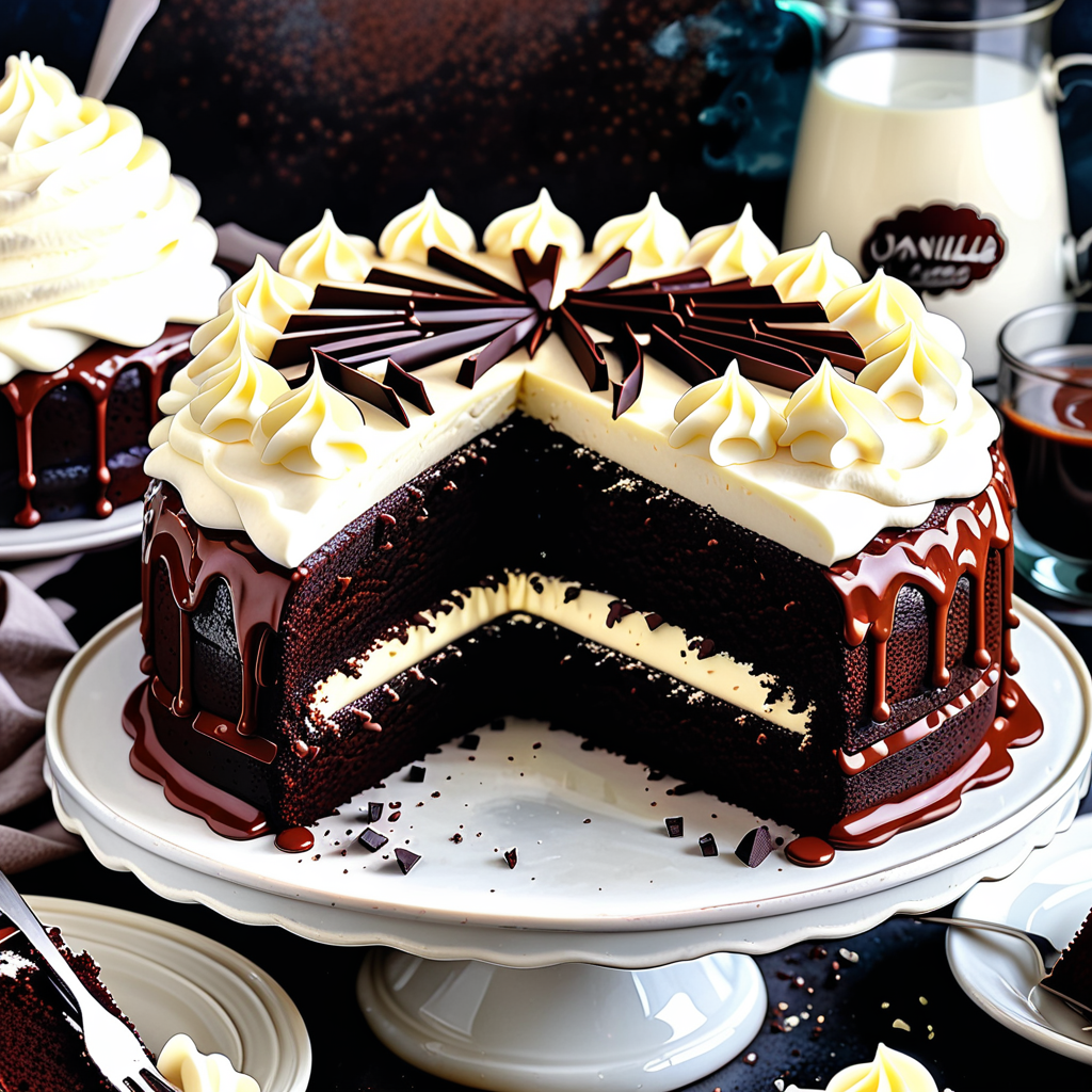 chocolate cake with vanilla frosting