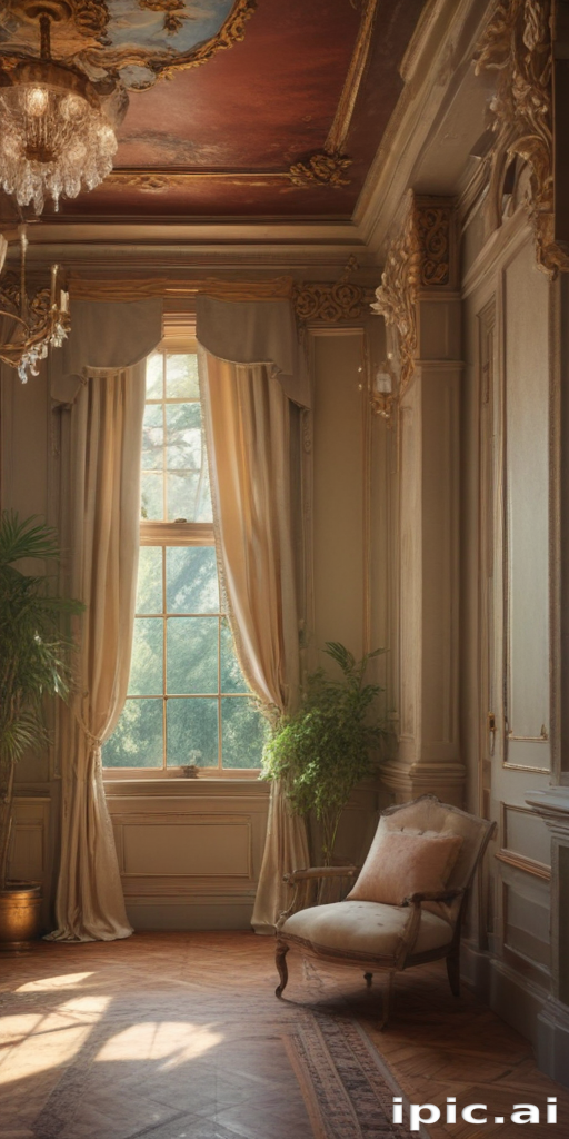 Elegant Sunlit Room with Opulent Decor and Vintage Furnishings.