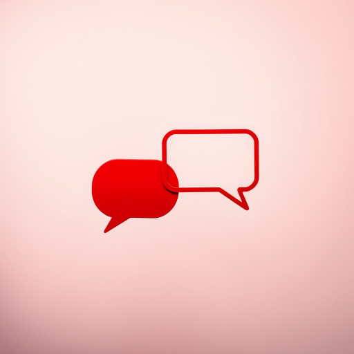 Create a dynamic scene featuring two overlapping speech bubbles in vibrant red against a subtle gradient background, captured with a DSLR camera using a 50mm lens at f/2.8, ISO 100, 1/200s, with a shallow depth of field for a professional look.