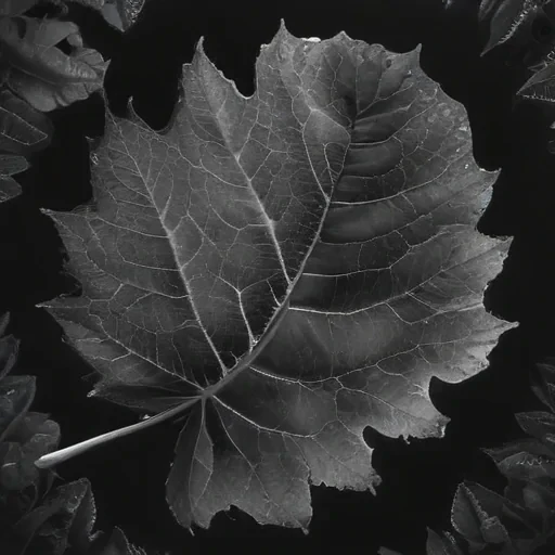 leaf in black and white