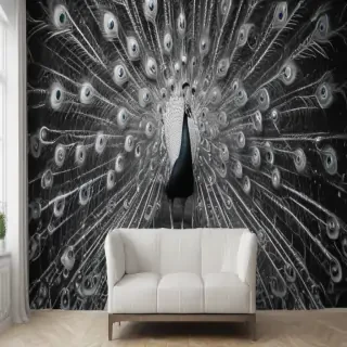 peacock black and white