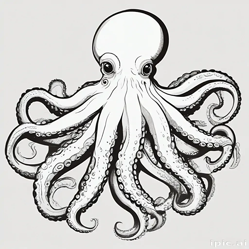 octopus clipart black and white