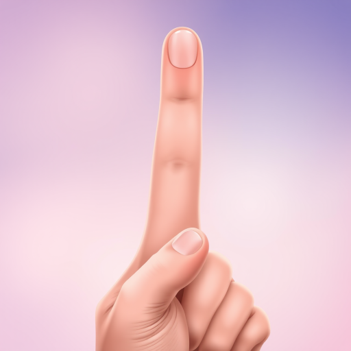 Create a high-quality illustration of a raised index finger with a soft gradient background, using a digital art style, captured from a front view, with a focus on clarity and detail, simulated with a 50mm lens at f/1.8 for a creamy bokeh effect.