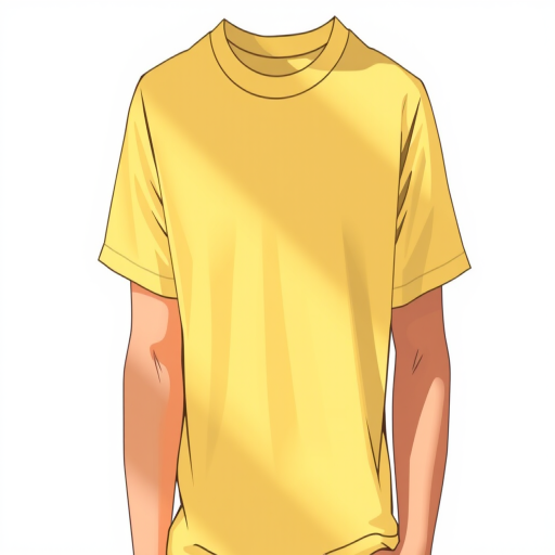Create a high-resolution illustration of a casual t-shirt with a slight drape, captured in natural light with a 50mm lens at f/2.8, ISO 100, in a studio setting.