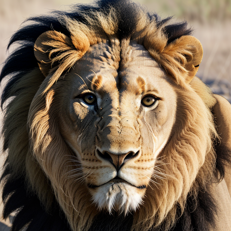 Majestic Lion with Radiant Mane Captured in Stunning Natural Setting.