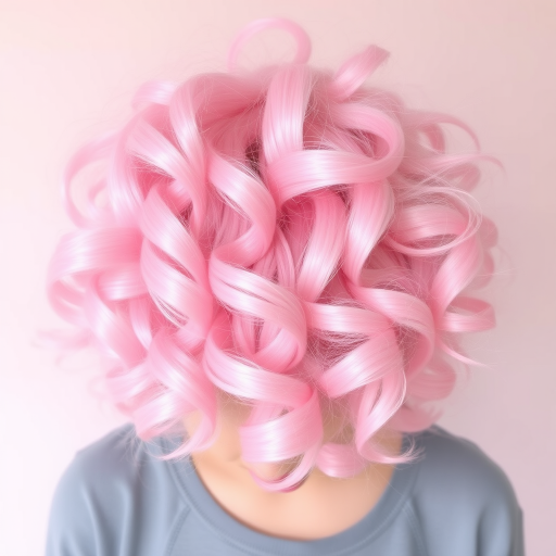 Whimsical cotton candy pink curls in the "Sugar Spun" style bounce with playful volume and pastel dimension