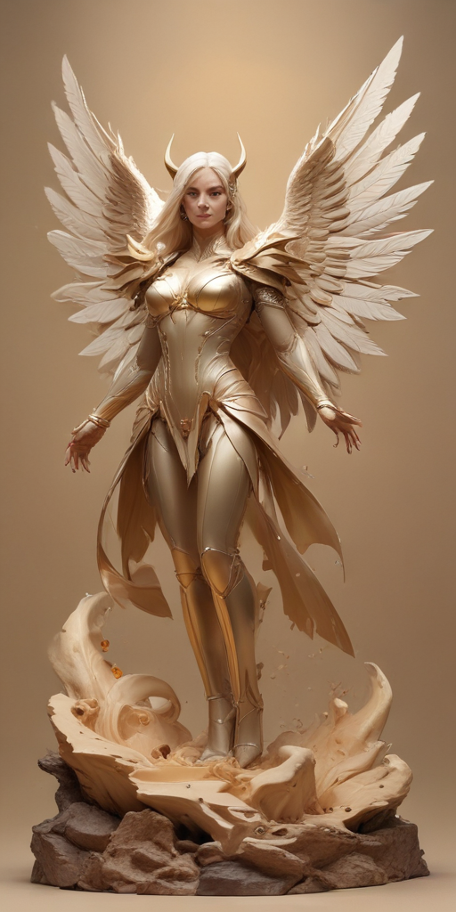 Majestic Golden Angelic Figure with Elaborate Wings and Armor in ...