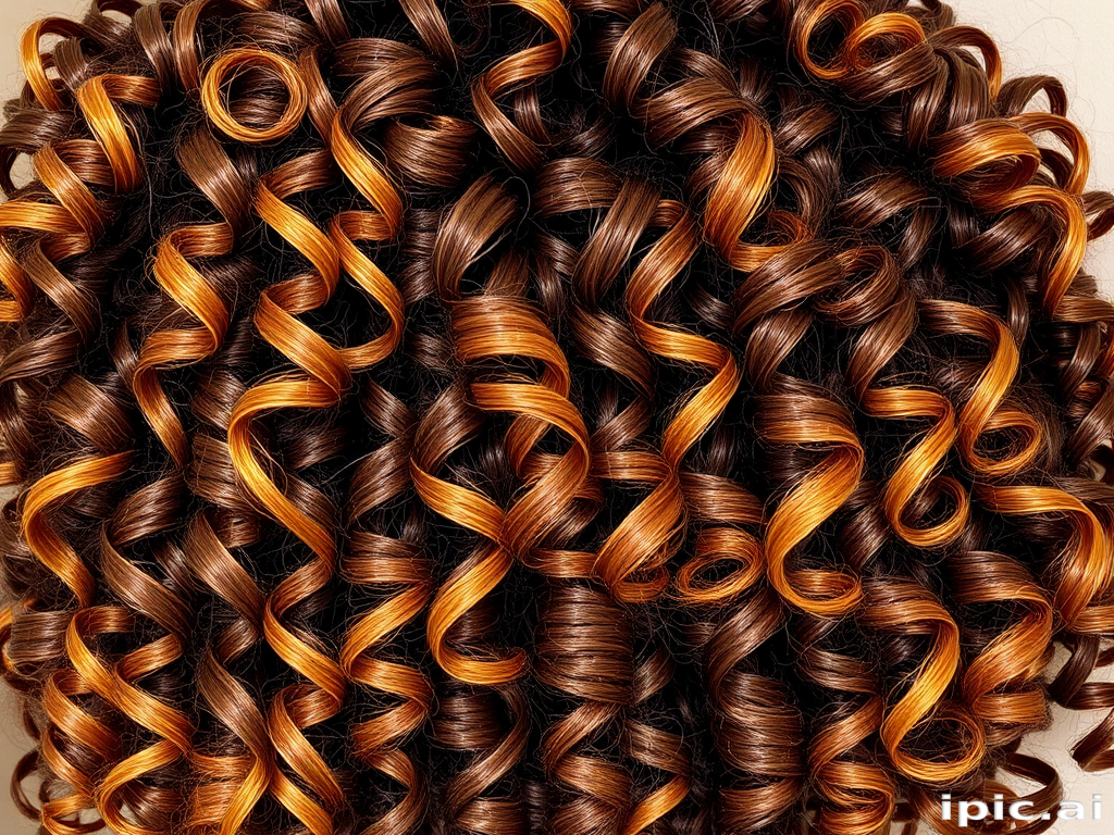 Luscious chocolate brown curls adorned with golden honey highlights, Ambrosia's hair exudes warmth and richness, with voluminous ringlets cascading down in a luxurious tumble of natural texture