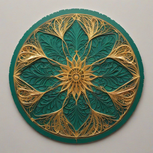Kirigami representation of (Jaded Painting:1.3) of (Screen print:1.3),(Embarrassing:1.3) Dark Chocolate Brown,         Emerald,    Gold, Silver, Bronze, Diamond,  Amethyst,  Regular pattern,  Animal, Flower,  Fractal, Person, Object,  Branches,   Glimmering Coin: A coin made from polished gold or silver, shimmering brightly.,Frost: Thin layers of ice crystals forming on surfaces due to freezing temperatures. <lora:woodenart:1> woodenart, wooden, <lora:clothing_slider_v19:4>,(by Artist Peter Elson:1.3),(Geometric Abstract Art:1.3),(CMYK Colors:1.3), 3D, paper folding, paper cutting, Japanese, intricate, symmetrical, precision, clean lines